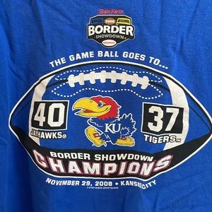 KU Jayhawk Football Border War 2008 Unisex Graphic Tee Shirt size Medium